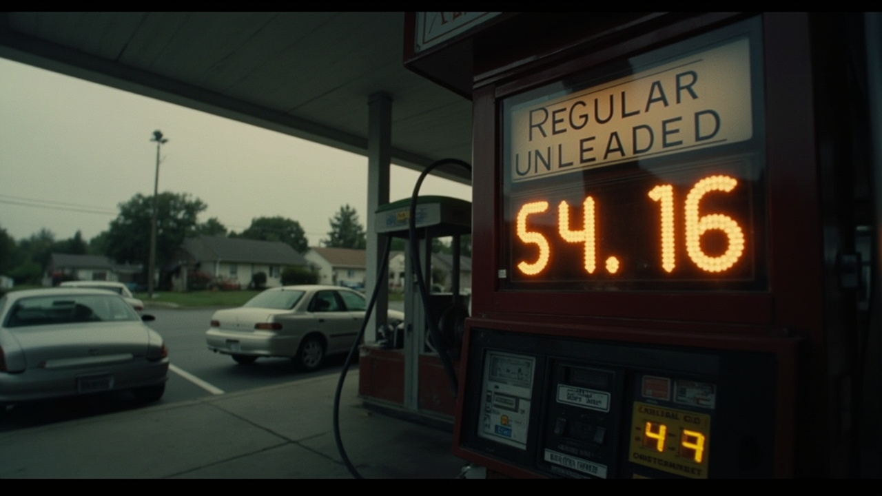 Gas station price sign showing regular unleaded above four dollars