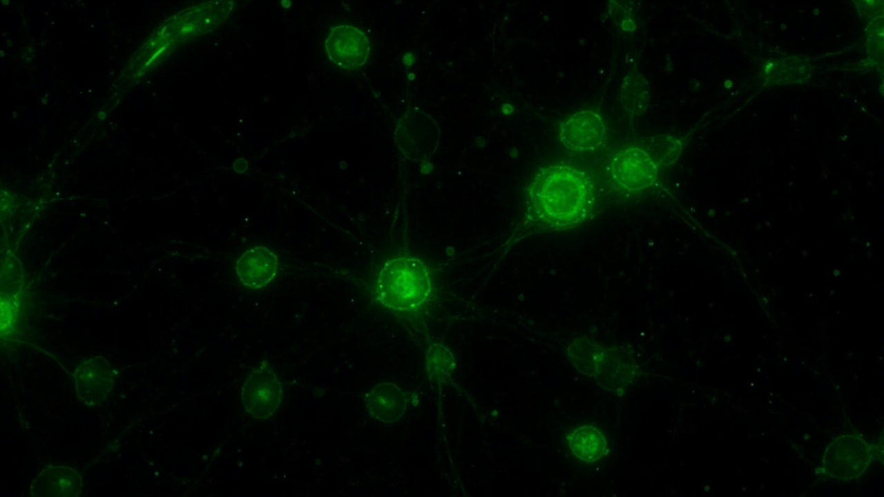 Illustration of astrocyte cells in the brain relaying chemical signals between tanycytes and neurons
