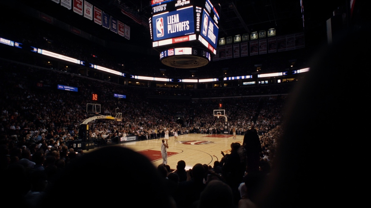 Basketball arena scoreboard showing the final regular season standings