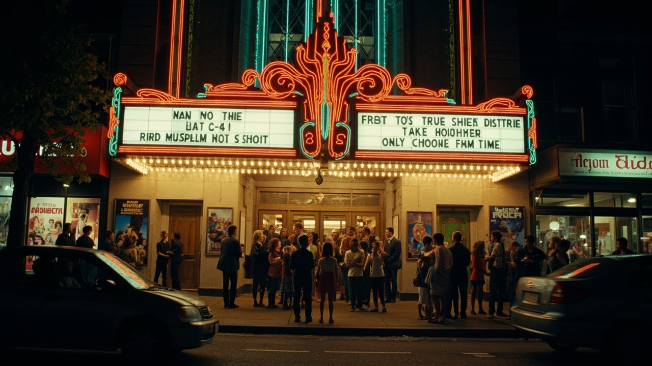 Movie theater marquee displaying Super Mario Galaxy Movie showtimes
