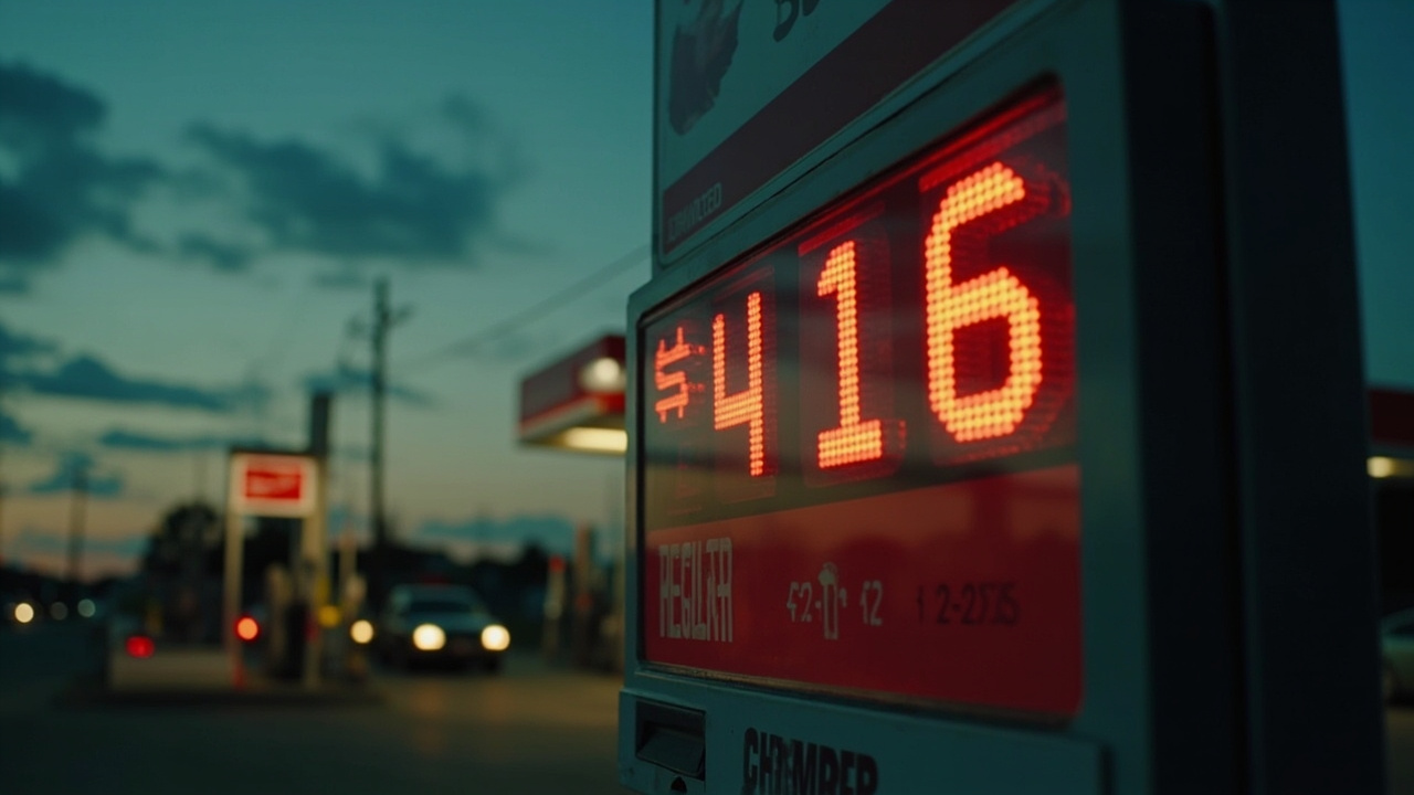 American gas station price sign showing over four dollars per gallon