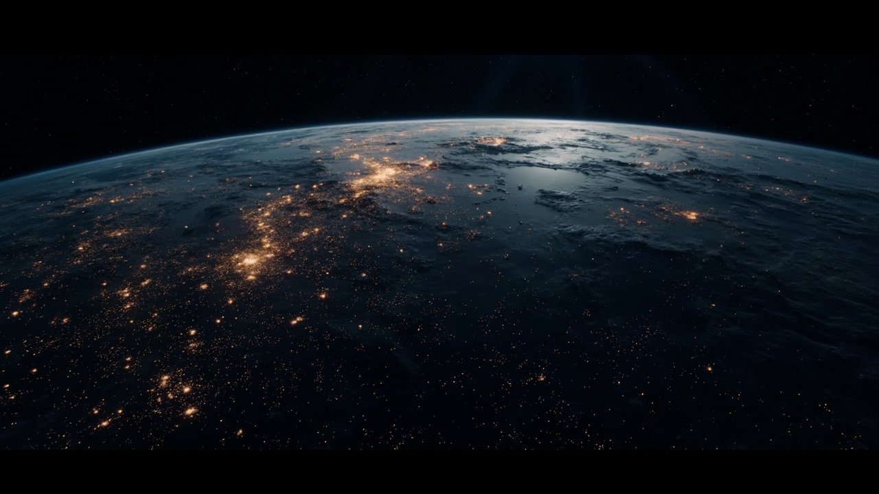 An orbital visualization showing thousands of debris objects circling Earth against the blackness of space