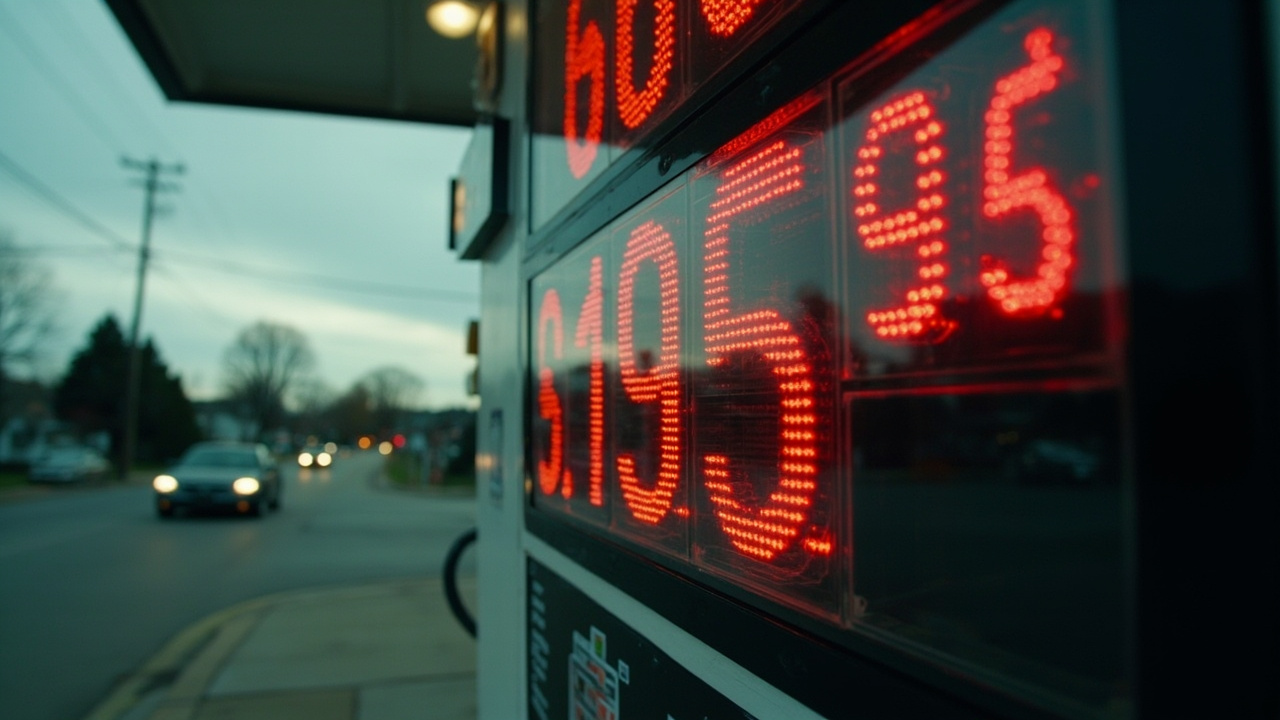 A gas station price sign showing regular unleaded above four dollars per gallon