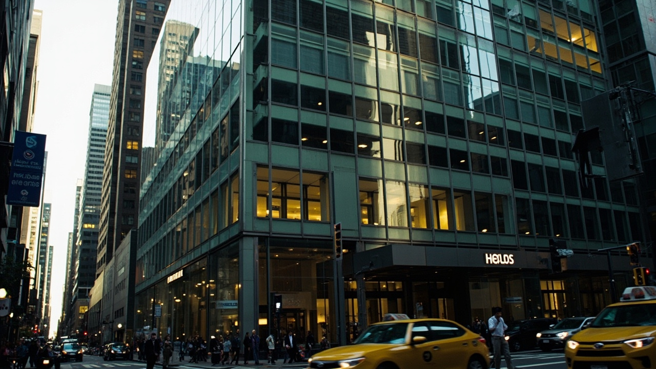 The BlackRock headquarters building in New York City with its corporate logo visible