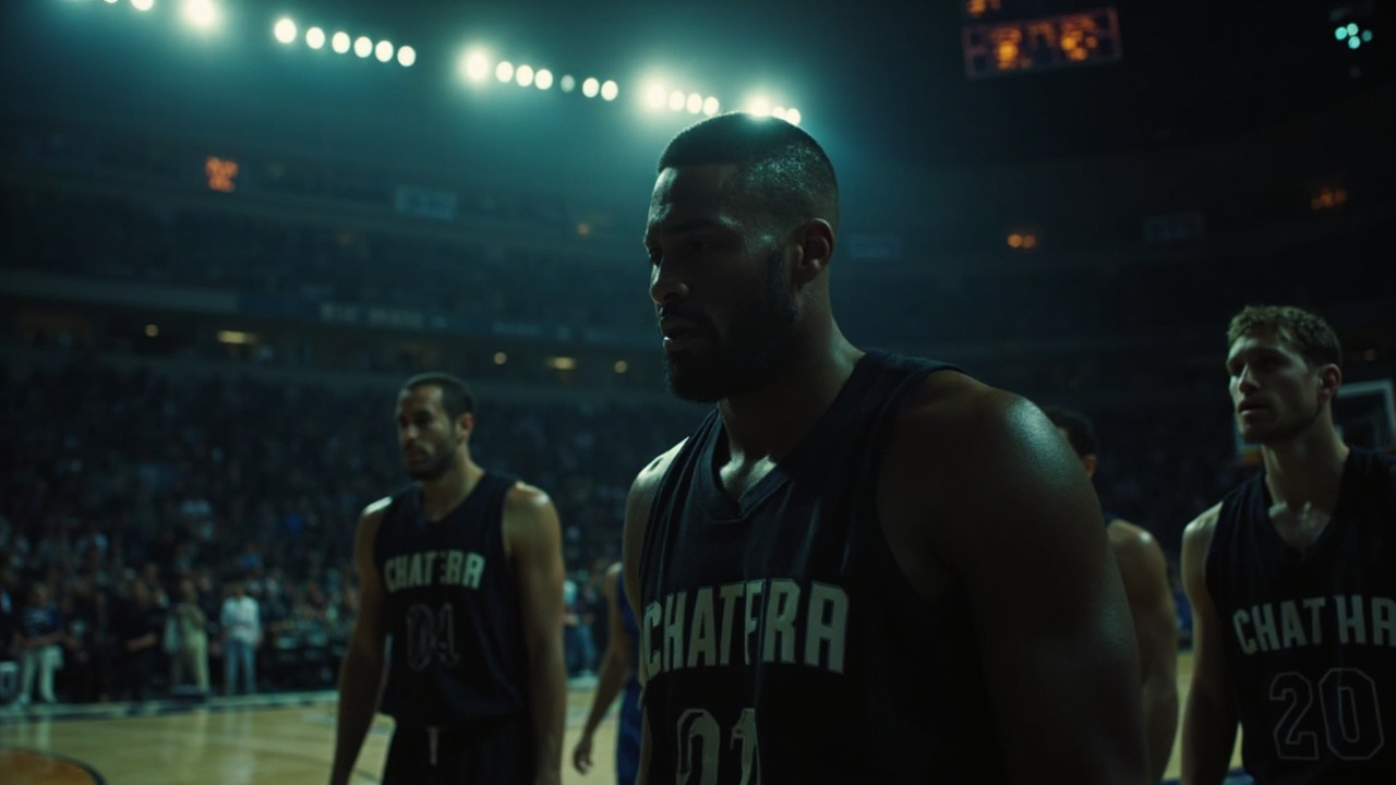 Dejected basketball players walking off a court with heads down