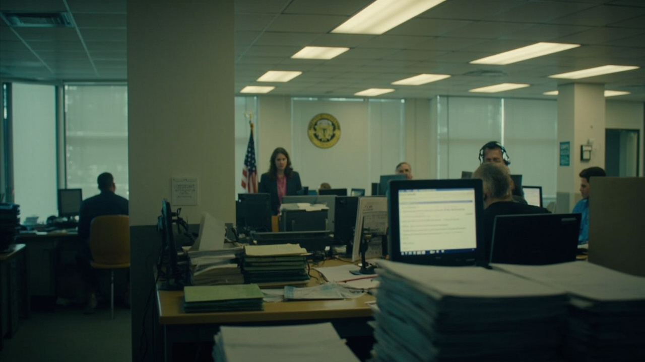 US Customs and Border Protection office with computer screens showing the CAPE refund portal interface