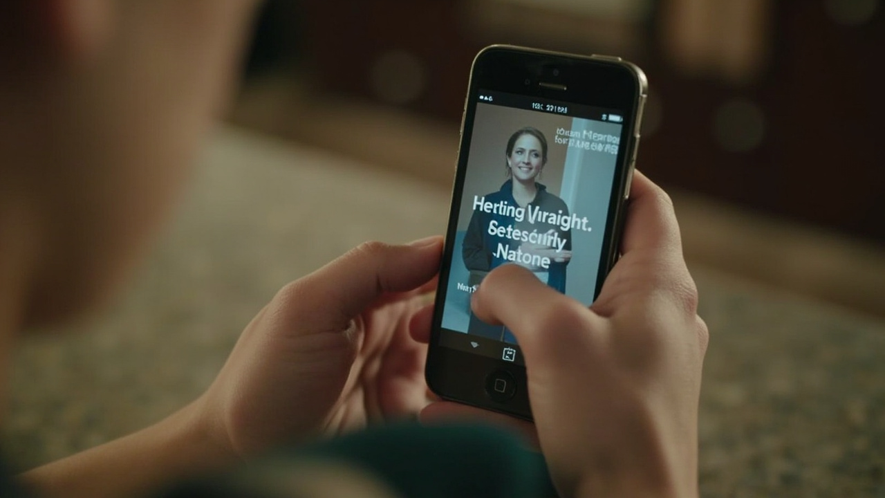 A smartphone on a kitchen table displays a telehealth GLP-1 ad while a person out of focus scrolls past