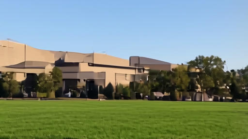 IBM Armonk headquarters at morning, landscaped grounds, a single car pulling into the lot.