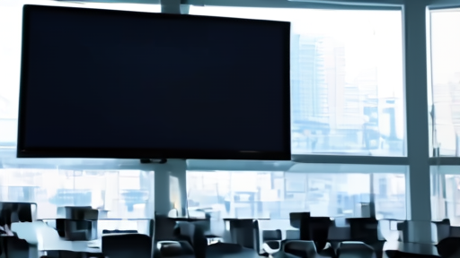 The Shanghai Stock Exchange trading floor at morning, large LED ticker dark above empty chairs, two analysts standing near a window overlooking Pudong towers.