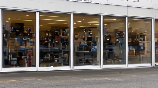 An Eddie Bauer retail storefront at a suburban mall with yellow Store Closing signage in the windows, fluorescent interior visible, lot nearly empty