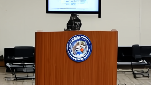 An EPA lectern set up in the Rachel Carson Green Room at the agency's William Jefferson Clinton headquarters on a Wednesday morning, one press row, an agency seal on the front panel of the podium, a single earth-day graphic displayed on the rear monitor