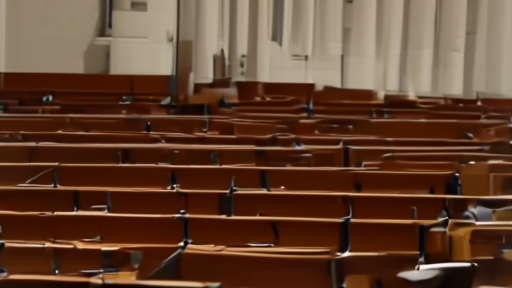 The empty U.S. Senate chamber at dusk, light through the cloakroom doors, no members present.