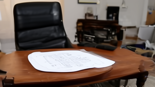 A quiet Washington office suite on a Thursday afternoon, a printed NEST blueprint document on a desk beside a closed laptop, an empty chair pushed back, a framed portrait visible on a side wall.