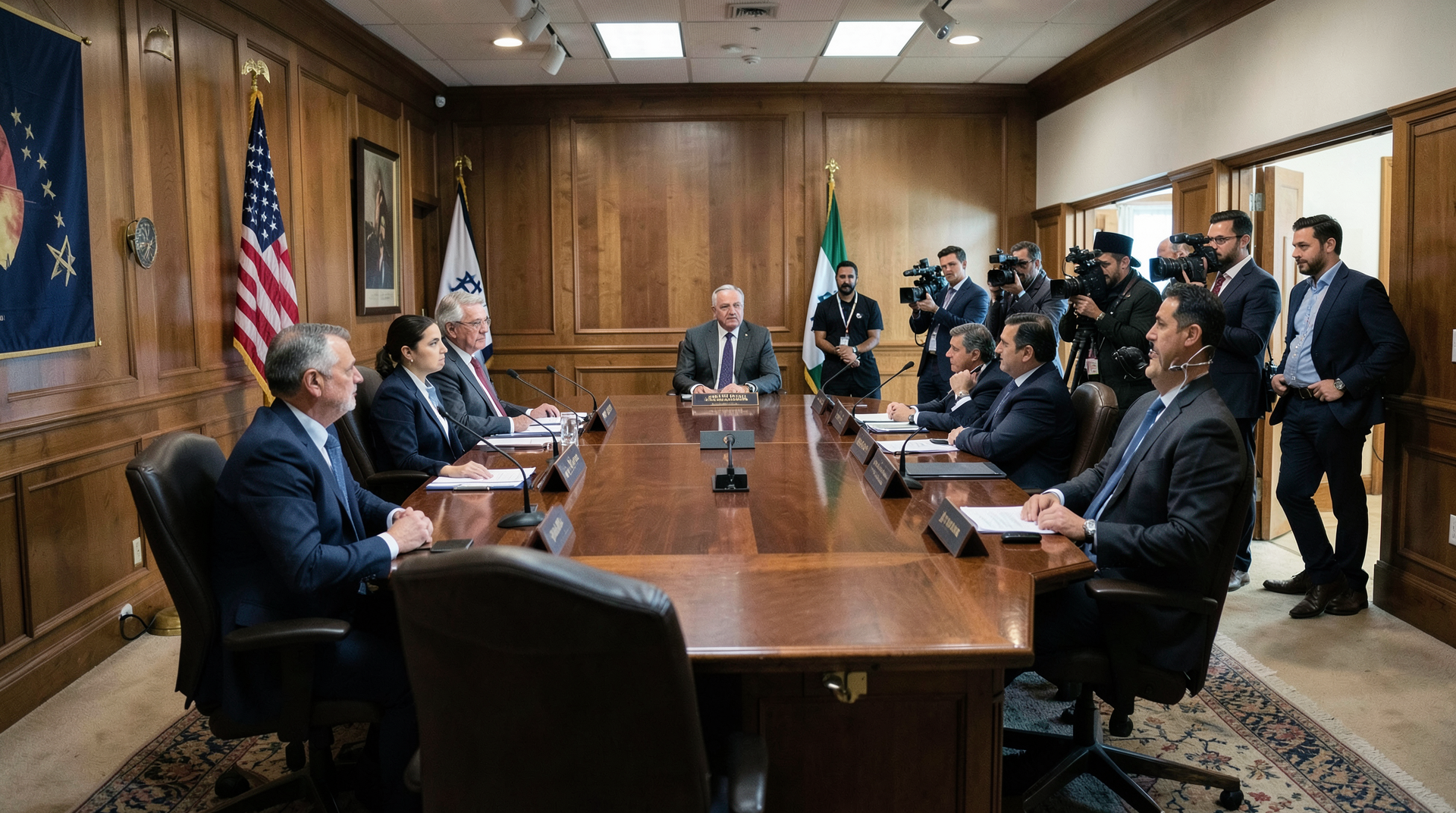 Empty State Department conference room set for ambassador-level talks between Israel and Lebanon