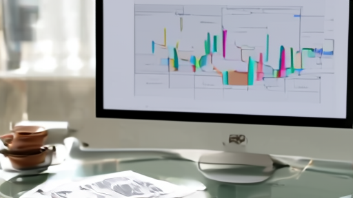 A cognitive-aging research lab on a Thursday afternoon, a desktop monitor displaying a longitudinal line chart with two nearly parallel trajectories, a coffee cup on a coaster, a printed journal article open on the desk.