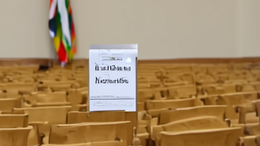 Mexican Senate foreign relations chamber with agenda posted on a wooden stand, rows of empty seats