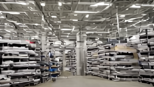 A TopBuild insulation warehouse with pallets of mineral-wool batts and a forklift operator, high fluorescent ceiling lighting.