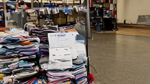 An empty merch table in an arena concourse, folded tour T-shirts stacked behind a vacant register, a laminated tour-cancelled notice on the front.
