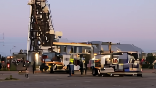 Starbase launch complex at dusk with analysts departing shuttle