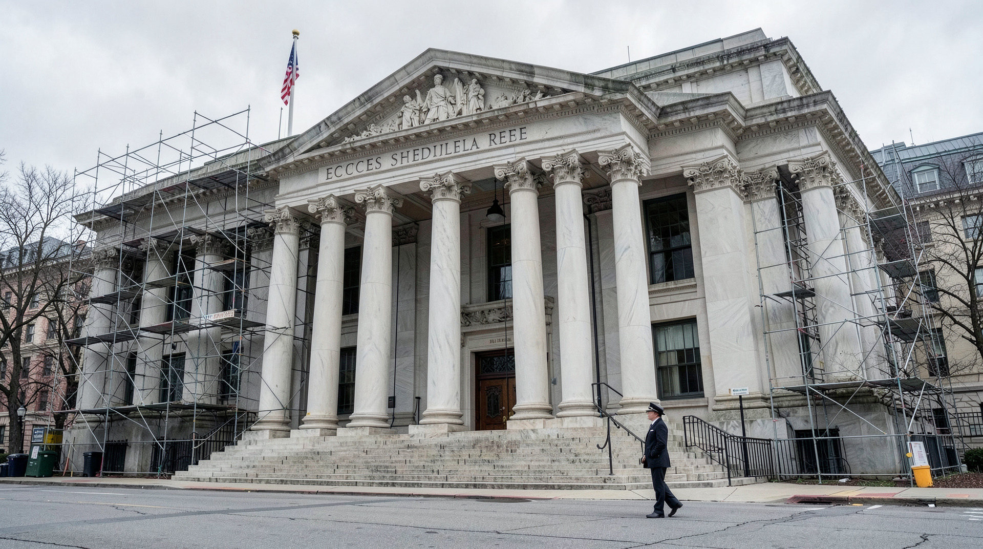Marriner S. Eccles Federal Reserve building exterior under gray sky