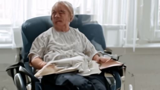 Older patient receiving an infusion in a neurology clinic