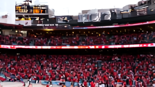 Toyota Center interior wide shot during a Lakers-Rockets playoff game with Houston crowd visible