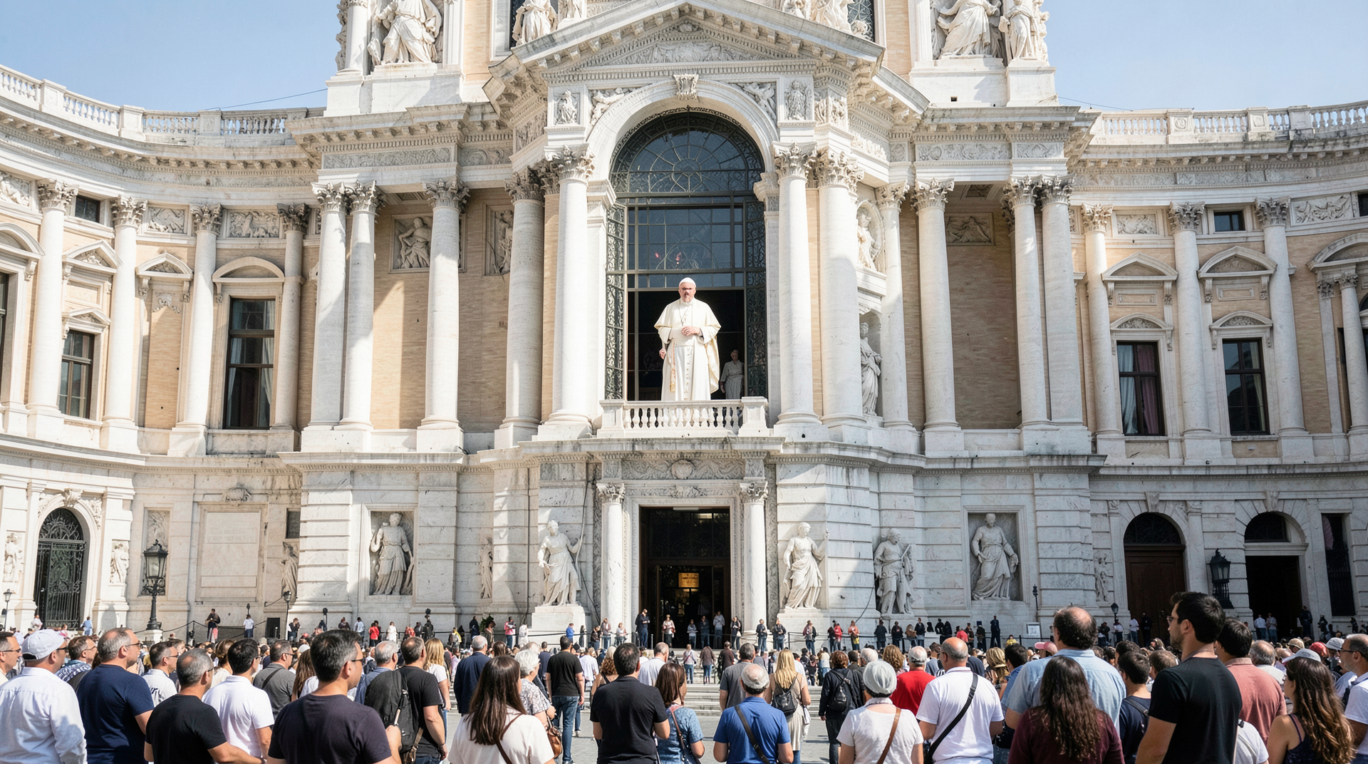 Pope Leo XIV addressing a small crowd from the Regina Caeli window of the Apostolic Palace at midday