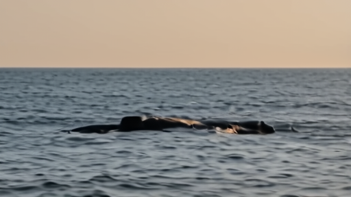 A North Atlantic right whale mother and calf surface off the Georgia coast