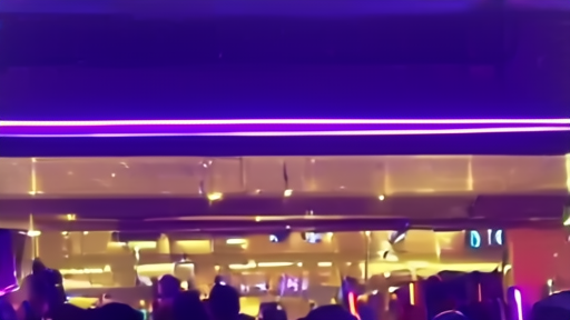 Club entrance with fans holding phones showing a music app launch screen