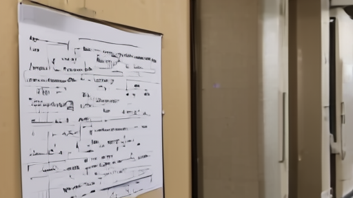 Courthouse corridor with a hearing calendar beside a closed courtroom door
