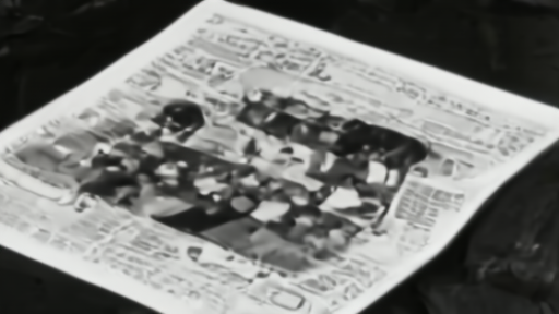 A folded Stars and Stripes newspaper open to an empty comics area on a barracks table