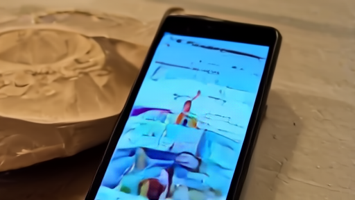 A phone with a blurred app grid beside a sealed vinyl sleeve on a club bar
