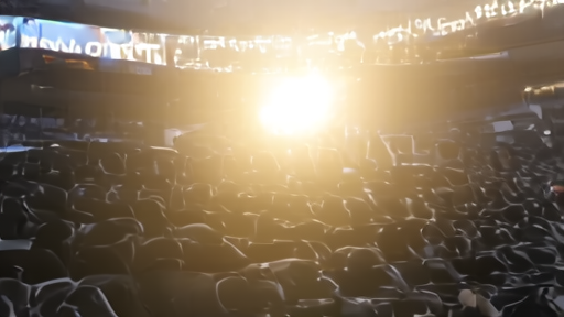 A ticket marketplace screen glowing over an empty stadium seat