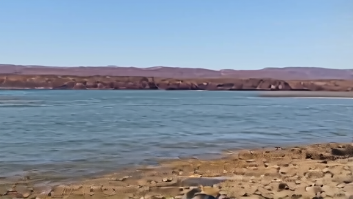 Low Lake Powell shoreline with Bureau of Reclamation binder and basin map