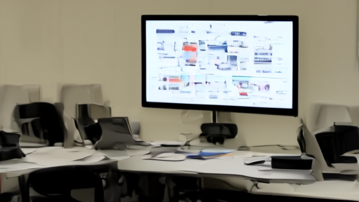 Newsroom desk with a sports media job posting on a monitor