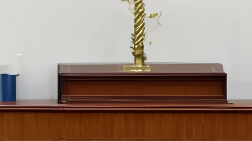 Empty bishops conference room with lectern and untouched draft folder