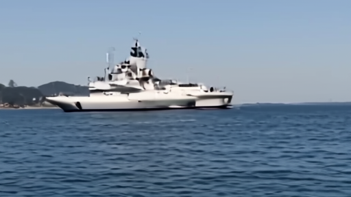 Taiwan navy and coast guard vessels operating in the Taiwan Strait near the Penghu islands on a clear sea day.