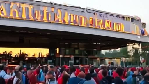 Foo Fighters fans queueing outside the Total Mortgage Arena in Bridgeport on a spring evening with the marquee visible.