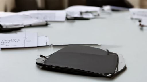 An empty NICE committee horseshoe table at the close of business with the consultation document binder centered.