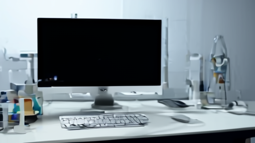 Computer monitors in a biology laboratory at night.