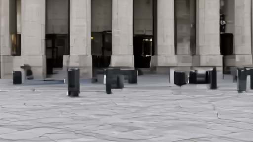 The exterior of the E. Barrett Prettyman federal courthouse in Washington at midday, an empty marble plaza with a security pillar in the foreground.