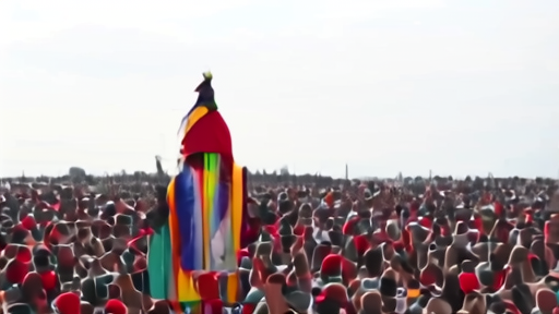 Pope Leo XIV celebrating Mass with a large outdoor crowd visible behind him.
