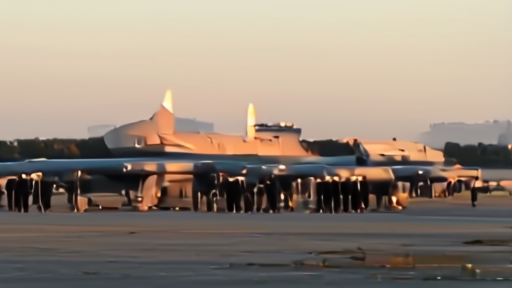 American servicemembers stand in formation on a sunlit airbase tarmac in Germany with cargo aircraft visible in the background.