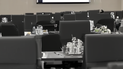 Empty institutional-investor conference room with seats arranged for an IPO roadshow presentation