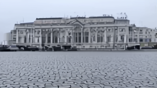 Empty Red Square cobblestones at dawn with the GUM facade in the background