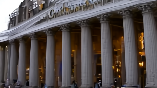 Wide view of the Bank of England's Threadneedle Street facade at dusk with the institutional name carved above the columns