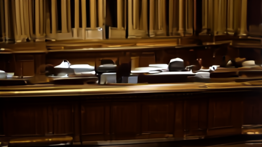 Empty Senate floor at night with the presiding officer's chair lit