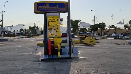 An ARCO retail gas station price board reading 4.39 in the morning sun, a delivery truck waiting at the pump