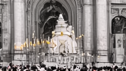 Pope Leo XIV at a Saturday morning Mass in the Vatican basilica, raising the chalice during the consecration
