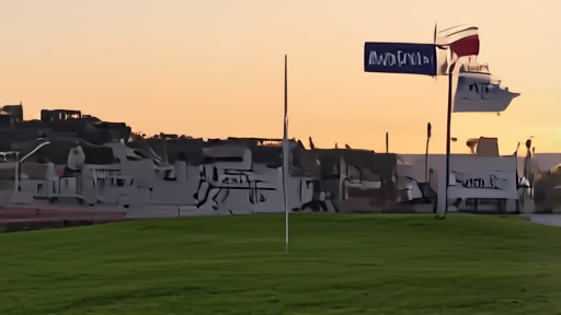A LIV Golf course flag and a Paramount Pictures backlot gate composited into one institutional ledger frame